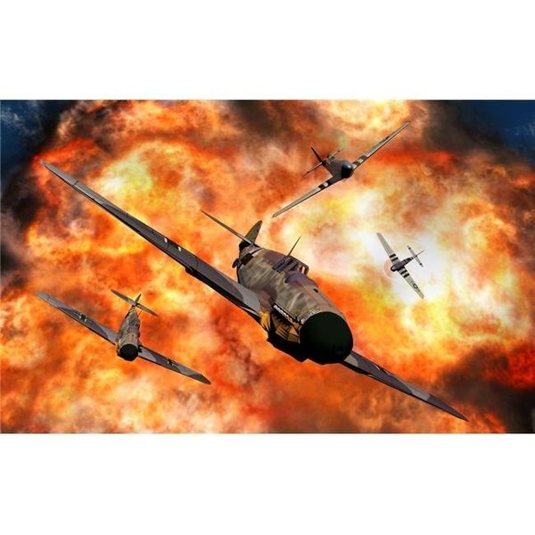 Stocktrek Images StockTrek Images PSTMAS100262M American P-51 Mustangs Involved in Aerial Combat with German Messerschmitt Bf109 Fighter Planes Poster Print; 18 x 11 PSTMAS100262M